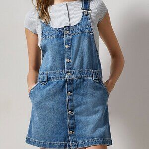 Free People Buttoned Overall Dress 100% Cotton